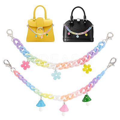 2Pcs 2 Style Rainbow Color Acrylic Curban Chain Bag Handles FIND-WR0006-44-1