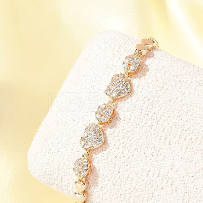 Brass Micro Pave Cubic Zirconia Link Chain Bracelets KK-R217-38G-1