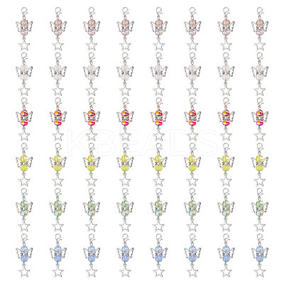 48Pcs 6 Colors Transparent Electroplate Glass Pendant Decorations HJEW-CA00071-1