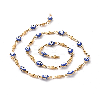 Enamel Hamsa Hand with Evil Eye Link Chains CHS-G023-02G-01-1