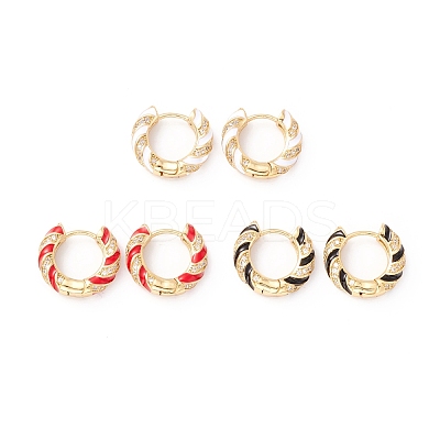 Real 18K Gold Plated Cubic Zirconia Hoop Earrings EJEW-I260-21G-NR-1