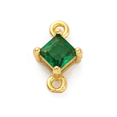 Brass Cubic Zirconia Rhombus Connector Charms KK-F894-12G-02-1