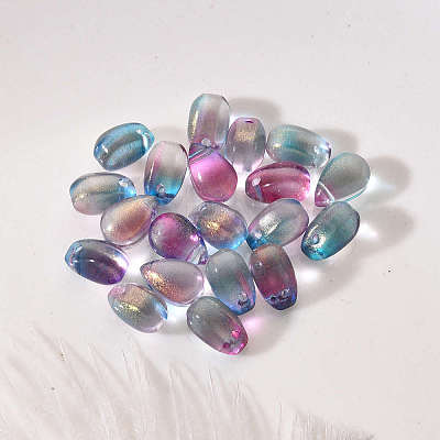 Transparent Spray Painted Glass Charms GLAA-YW0001-12-1