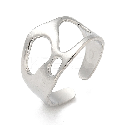 304 Stainless Steel Open Cuff Rings for Unisex RJEW-Q003-03P-1