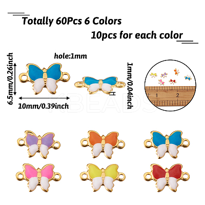 60Pcs 6 Colors 304 Stainless Steel Enamel Links Connectors STAS-CW0001-04-1
