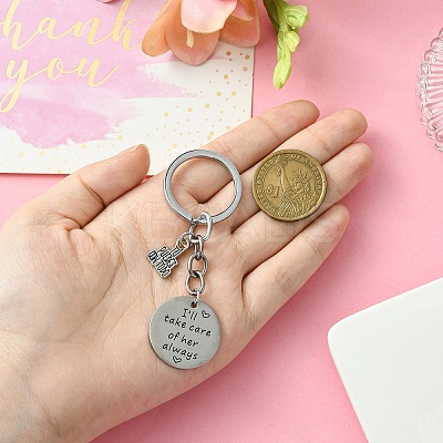 Alloy Enamel & Stainless Steel Keychain KEYC-YW00036-1