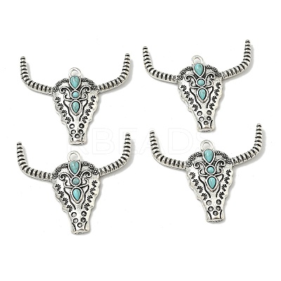 Bohemian Synthetic Turquoise Cattle Pendants FIND-Z112-01AS-01-1