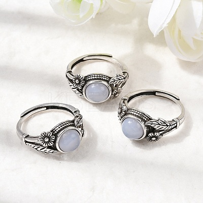 Natural Blue Lace Agate Finger Rings RJEW-A084-05AS-10-1