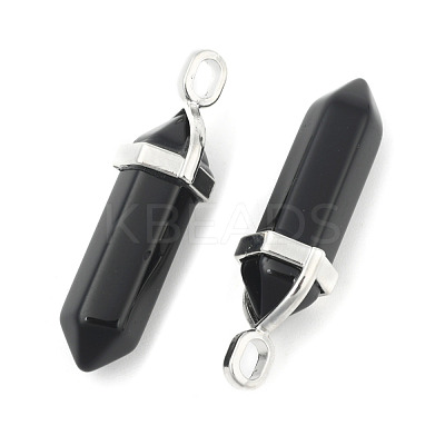 Natural Black Obsidian Double Terminated Pointed Pendants X-G-F295-04K-1