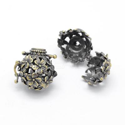 Brass Rack Plating Cage Pendants KK-F722-97AB-RS-1