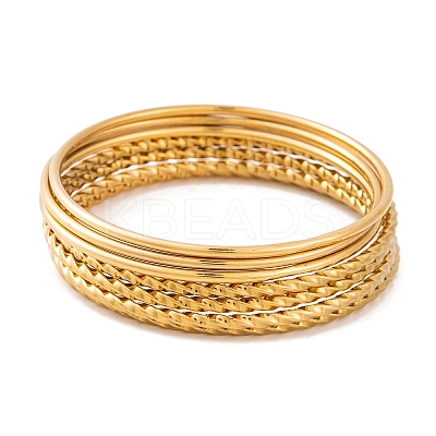 7Pcs PVD Vacuum Plating 304 Stainless Steel Ring Bangles Set for Women BJEW-A011-14C-G-1