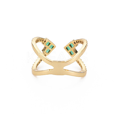 Criss Cross Clear Cubic Zirconia Cuff Ring RJEW-T016-36G-01-1