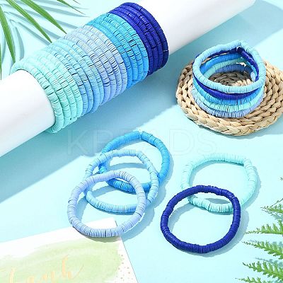 30Pcs 5 Colors Polymer Clay Heishi Surfer Stretch Bracelets Set BJEW-SW00135-1