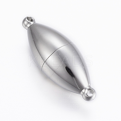 Tarnish Resistant Smooth 304 Stainless Steel Rice Magnetic Clasps with Loops STAS-H402-36P-1