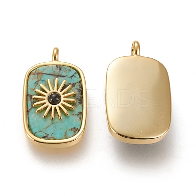 Natural African Turquoise(Jasper) & Dyed & Heated Black Agate Pendants KK-P184-01A-04G-1