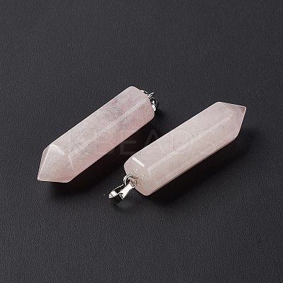 Natural Rose Quartz Double Terminated Pointed Pendants G-G926-01P-08-1