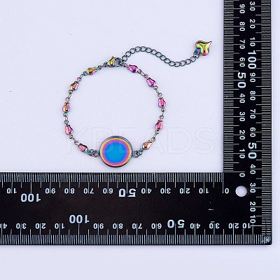 DIY Rainbow Color Blank Dome Link Bracelet Making Kit DIY-SZ0009-08-1