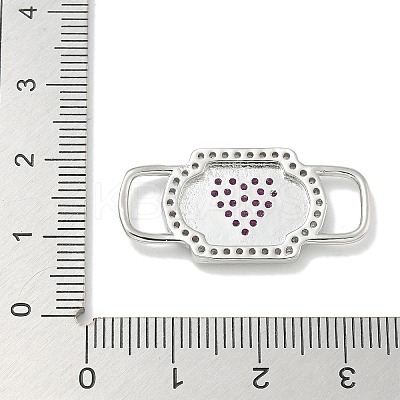 Rack Plating Brass Micro Pave Clear & Orchid Cubic Zirconia Heart Mask Connector Charms KK-L224-065P-1