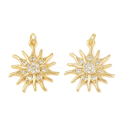 Brass Micro Pave Clear Cubic Zirconia Pendants KK-F931-08G-1