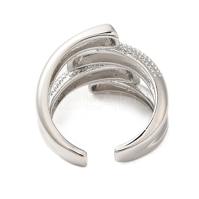 Brass Bypass Open Cuff Rings for Women RJEW-A046-13P-1