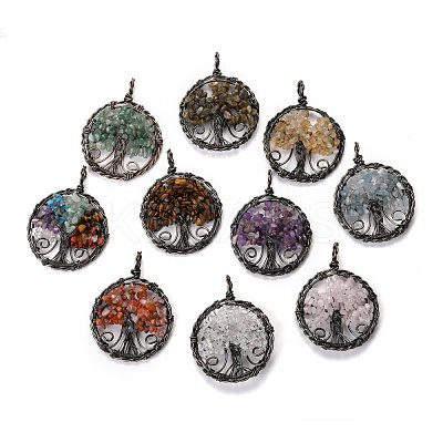 Natural Mixed Gemstone Pendants G-B001-01R-1