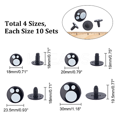 40 Sets 4 Style Plastic Doll Safety Eyes DOLL-PH0001-29-1