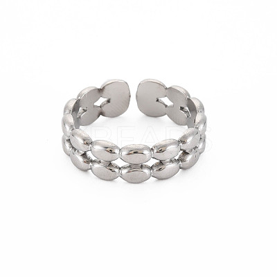 Non-Tarnish 304 Stainless Steel Oval Wrap Open Cuff Ring for Women RJEW-S405-163P-1