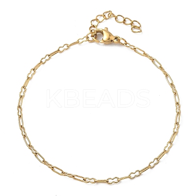 304 Stainless Steel Paperpclip Chains Bracelets for Women BJEW-U043-01G-1
