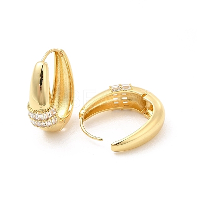 Clear Cubic Zirconia Hinged Hoop Earrings EJEW-P213-03G-1