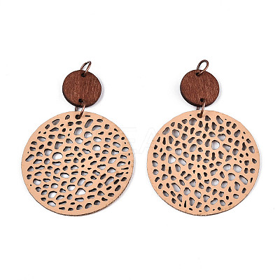 Bohemian Retro Hollow Flat Round Leather Pendants FIND-N007-02A-02-1