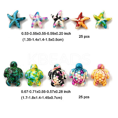 50Pcs 10 Styles Synthetic Turquoise Dyed Beads G-FP0001-05-1