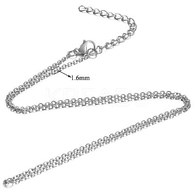 Non-Tarnish 304 Stainless Steel Cable Chain Necklace X-STAS-T040-PJ204-60-1
