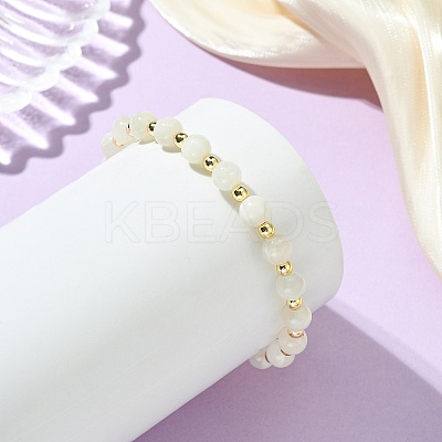 Natural Gemstone & Synthetic Hematite Non-magnetic Beaded Stretch Bracelets for Women BJEW-JB13940-1