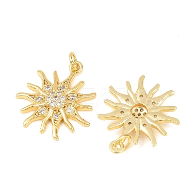 Brass Micro Pave Clear Cubic Zirconia Pendants KK-F931-08G-1