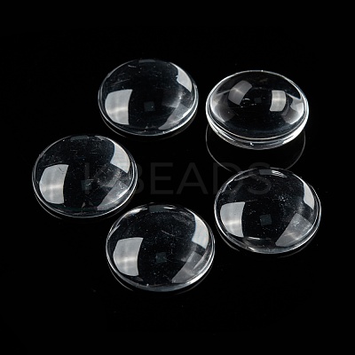Transparent Glass Cabochons X-GGLA-R026-25mm-1