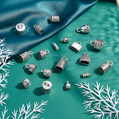 140Pcs 14 Style Alloy Cord End FIND-PH0002-50-1