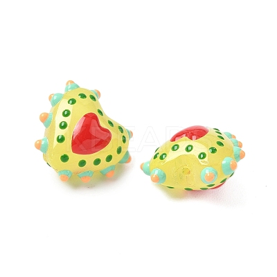 Baking Paint Glass Bumpy Beads Heart LAMP-V001-09A-1