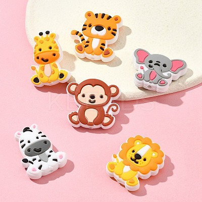 Lion/Tiger/Elephant/Monkey Zebra/Giraffe Silicone Focal Beads SIL-FS0001-19-1