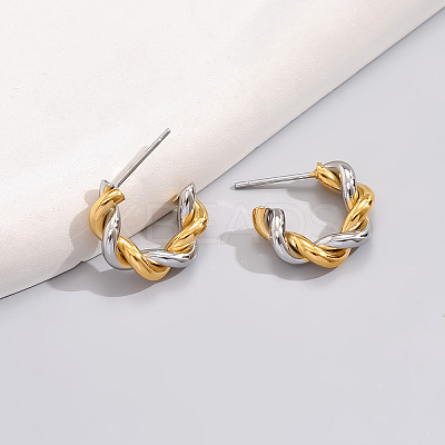 Two Tone Twist C-Shaped 316L Surgical Stainless Steel Stud Earrings FS-WG8645D-03-1
