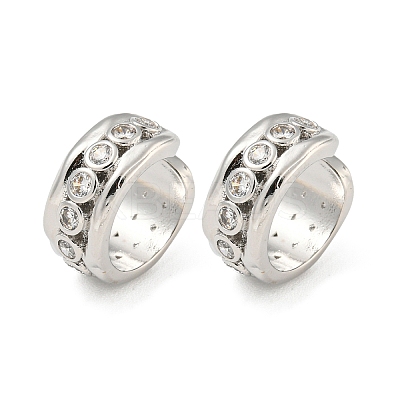 Brass Micro Pave Cubic Zirconia Cuff Earrings EJEW-E299-03P-1