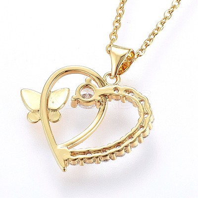 Brass Micro Pave Cubic Zirconia Pendant Necklaces NJEW-H486-23G-1