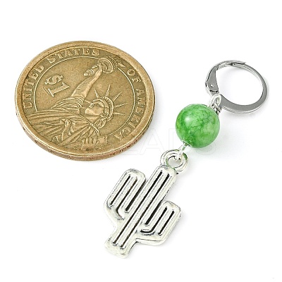 Alloy Cactus Pendant Decoration HJEW-JM01552-02-1