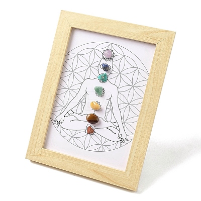 Natural & Synthetic Gemstone Healing Stones Picture Frame Stand AJEW-D308-01E-1