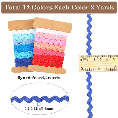 4 Cards 2 Styles  Polyester Wavy Fringe Trim Ribbon DIY-GF0009-48H-1
