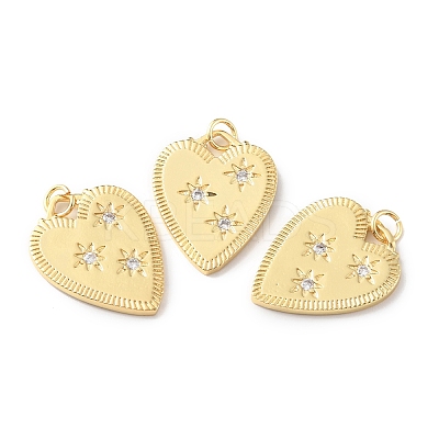 Rack Plating Brass Micro Pave Cubic Zirconia Pendants KK-F852-06G-1