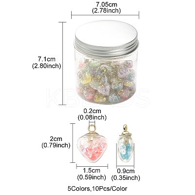 50Pcs 5 Colors Glow in the Dark Luminous Glass Pendants GLAA-YW0001-94-1