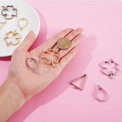 Matte Style Rack Plating Alloy Open Back Bezel Pendants PALLOY-OC0001-45-1