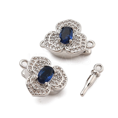 Brass Micro Pave Clear Cubic Zirconia Box Clasps KK-C075-16P-1