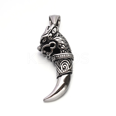 Vintage 304 Stainless Steel Dragon Tusk Big Pendants STAS-F011-36A-1