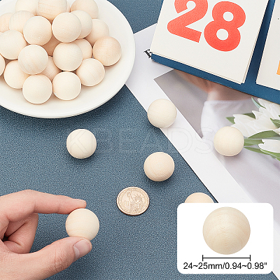 Natural Wooden Round Ball WOOD-PH0008-93-25mm-1